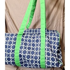 Ame & LuLu Weekender XL Duffle Green Blue White Extra Large Travel Tote Beach